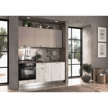 CUCINA MOD.MIRA COMP. ALBA CM 180X60 H.216 ROVERE BIANCO E FANGO OPACO