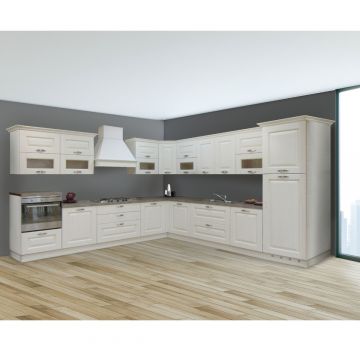 CUCINA CON FINITURA IN LEGNO DECAPE' BIANCO