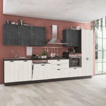 CUCINA CM 360X60 H216 ROVERE BIANCO E CEMENTO ARDESIA