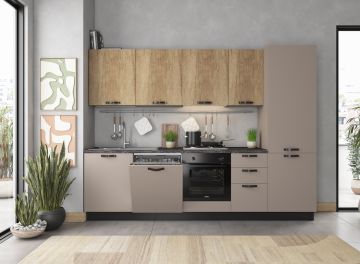 CUCINA MOD.MIRA COMP. ERIKA CM 285X60 H.216 FANGO OPACO E NEBRASKA VERSIONE DESTRA