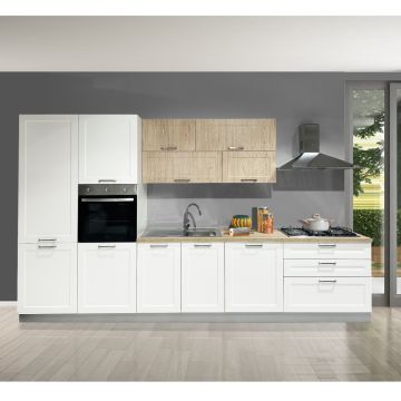 CUCINA MOD. DORA CM 360X60 H.216 BIANCO OPACO E ROVERE NATURALE PROMO VERGINE