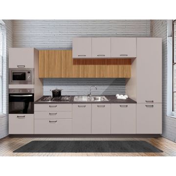 CUCINA MOD. SANDY CM 360X60 H. 240/216 CANAPA POLVERE E NOCE NATURALE PROMO TORO