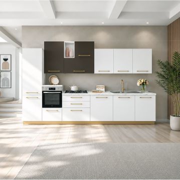 CUCINA MOD. UP DESIGN CM 390X60 H.240 ROVERE BIANCO E IRON RUGGINE