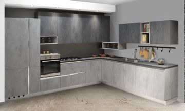 CUCINA MOD. FLY EVO PIETRA ARGENTO E ANTRACITE