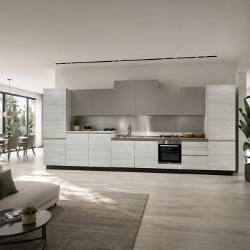 CUCINA COMPONIBILE MOD. FLO EVO NOCE BIANCO E UTOPIA SETA