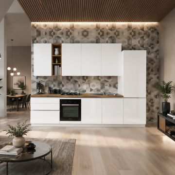 CUCINA MOD. BAHIA CM 330X60 H.240 BIANCO LUCIDO
