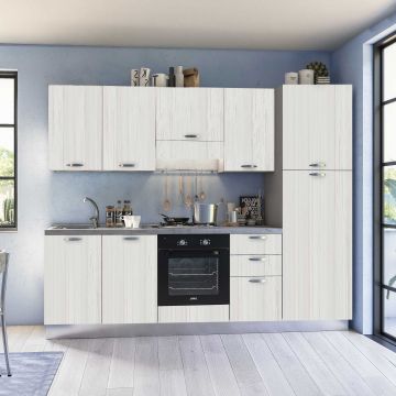 CUCINA MIRA CM 255X60 H. 216 ROVERE BIANCO VERSIONE DESTRA