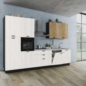 CUCINA CM 330X60 H240 ROVERE BIANCO E NEBRASKA