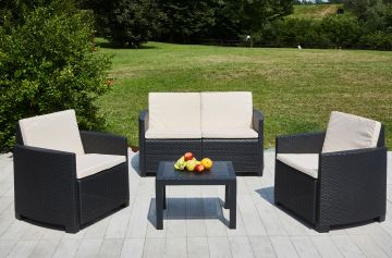 SALOTTINO DA GIARDINO ANTRACITE CON CUSCINI