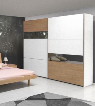 ARMADIO CUBE CM 277X62/66 H. 246 BIANCO FRASSINATO E ROVERE NODATO