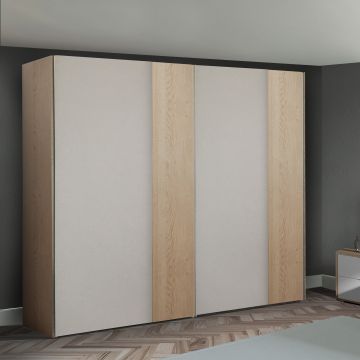 ARMADIO LINK CM 277X62/66 H. 246 ROVERE NODATO E BIANCO ARTICO OPACO