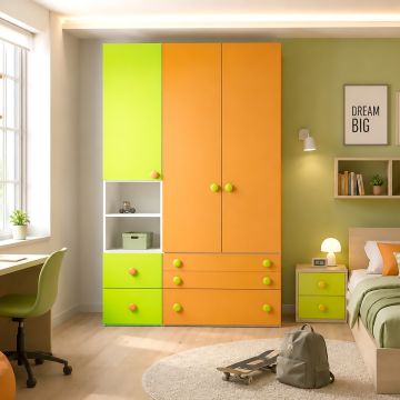 ARMADIO MOD. JOB CM 150X58 H. 259.2 BIANCO/PERA/ALBICOCCA  