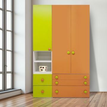 ARMADIO MOD. JOB CM  150X58 H.259.2 BIANCO/PERA/ALBICOCCA  