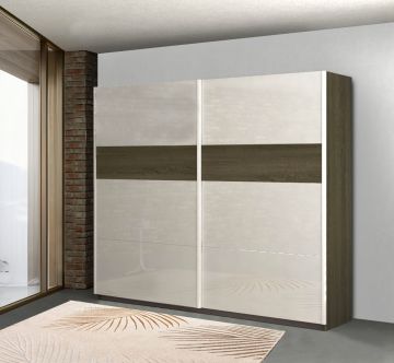 ARMADIO UNICO CM 240X63 H. 220 ROVERE TARTUFO E BIANCO LUCIDO