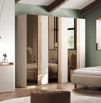 ARMADIO MOD. JUPITER CM 273X55 H.240 CASHMERE/MERCURE E SPECCHIO BRONZATO