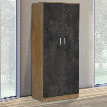 ARMADIO MOD. MULTIUSO CM 77X55 H. 182 NOCE STELVIO E OSSIDO