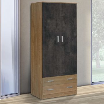 ARMADIO MOD. MULTIUSO CM 77X52 H. 182 NOCE STELVIO E OSSIDO