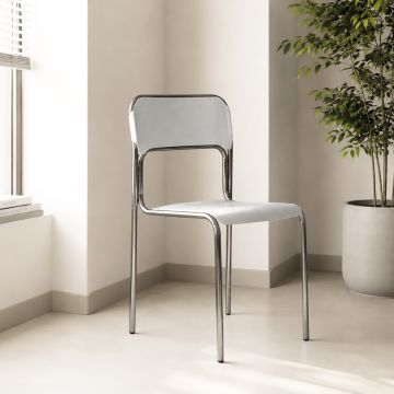 SEDIA MOD. ASCONA BIANCA METALLO E PLASTICA BIANCA
