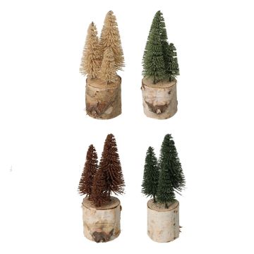 DECORAZIONE ALBERO DA APPOGGIO SU BASE LEGNO H 15CM ASS.