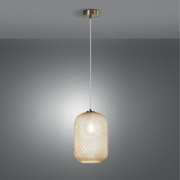 SOSPENSIONE ASHFORD CROMATO E AMBRA 20X150CM - 1XE27 MAX 60W