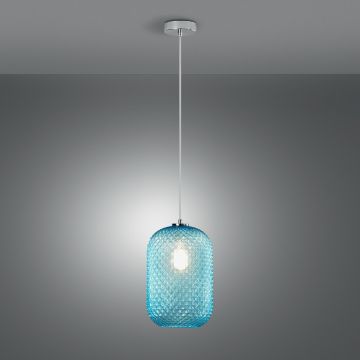 SOSPENSIONE ASHFORD CROMATO E BLU 20X150CM - 1XE27 MAX 60W