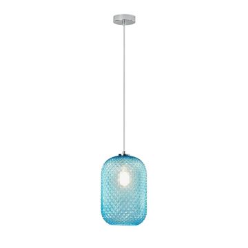 SOSPENSIONE ASHFORD CROMATO E BLU 20X150CM - 1XE27 MAX 60W