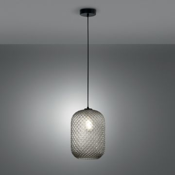 SOSPENSIONE ASHFORD NERO E FUME' 20X150CM - 1XE27 MAX 60W