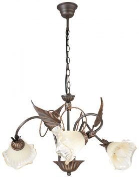 LAMPADARIO 3 LUCI AUTUNNO MARRONE/ORO D 62X H 100CM - 3XE14 40W