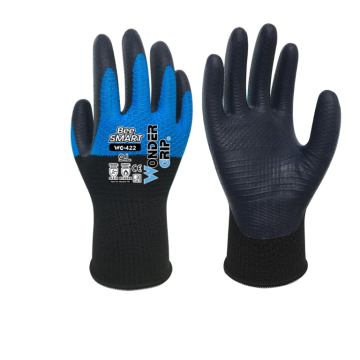 GUANTI DA LAVORO IN POLIESTERE E LATTICE NERO/BLU TAGLIA 9/L