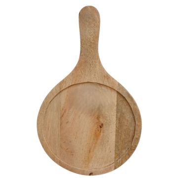 TAGLIERE ROTONDO IN LEGNO CON MANICO 40X25 CM NATURALE 