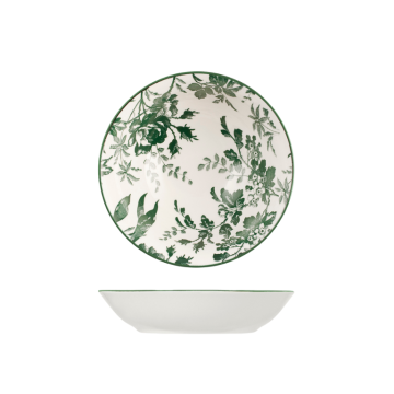 PIATTO FONDO IN PORCELLANA LINEA MARGARET DIAM. 20CM BIANCO/VERDE