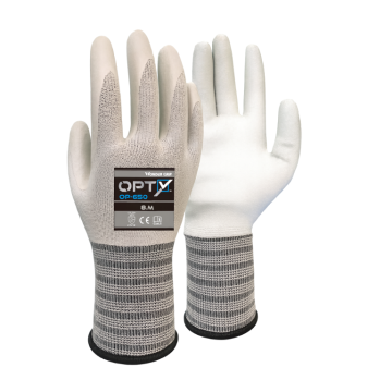 GUANTI DA LAVORO IN POLIESTERE E NITRILE BIANCO/GRIGIO TG 8/M