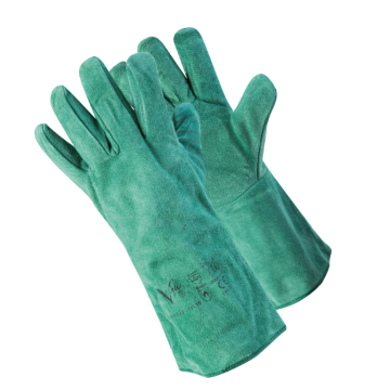 GUANTI DA LAVORO IN TESSUTO DI COTONE E CROSTA GROPPONE VERDE TG 10