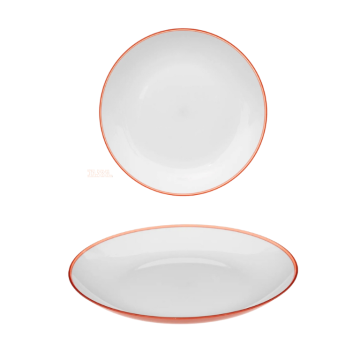 PIATTO PIANO IN POLISTIRENE LINEA SQUARE DIAM. 25CM BICOLORE BIANCO/ROSA