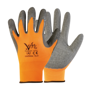GUANTO DA LAVORO IN NYLON/COTONE E LATTICE ARANCIO/GRIGIO TG 9