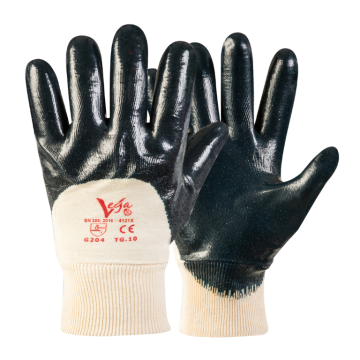 GUANTI IN COTONE GREZZO E NBR PANNA/BLU TG 10