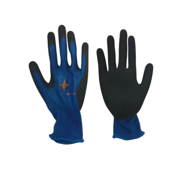 GUANTI DA LAVORO SPORTY IN POLIESTERE E LATTICE BLU/NERO TG M