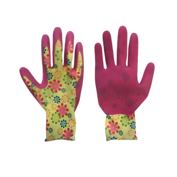 GUANTI DA GIARDINAGGIO LADY LATTICE E POLIESTERE ROSA STAMPA FIORI TG L