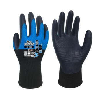 GUANTI DA LAVORO IN POLIESTERE E LATTICE NERO/BLU TAGLIA 8/M