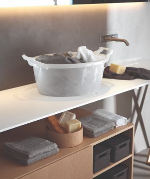 BACINELLA OVALE IN POLIETILENE BIANCA 74X53X28.5CM 50LT
