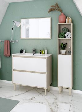 BAGNO COMPLETO MOD. VERONA ROVERE E BIANCO LUCIDO