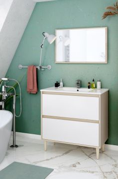 BAGNO COMPLETO MOD. VERONA CM 80 ROVERE E BIANCO LUCIDO