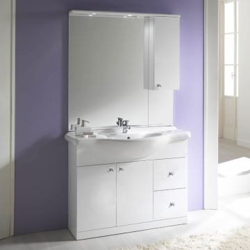 BAGNO COMPL CINZIA105 BIANCO LUC BASE 2A+2C SPECCHIERA C/PENS DX