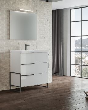 BAGNO COMPLETO MOD. FEBE180 CM 82 BIANCO LUCIDO