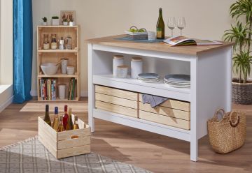 BANCONE MOD. JULINA CM 124X75 H. 91.5 WHITE E ROVERE ARTISAN