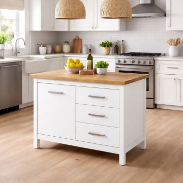 BANCONE MOD. PIAZZA CM 124X75 H.91.5 WHITE E ROVERE ARTISAN