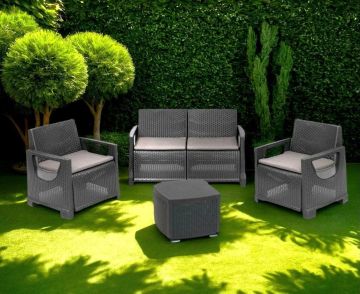 SALOTTO DA GIARDINO BELLAGIO IN POLIPROPILENE GRIGIO 