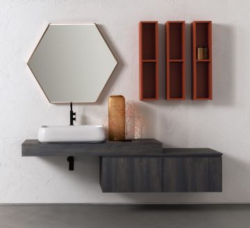 BAGNO COMPLETO MOD. B-GO CRETE E AMBRA OPACO 