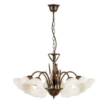 LAMPADARIO BYRON BRONZO/PENNELLATO RAME 64X100CM - 5XE14 MAX 60W