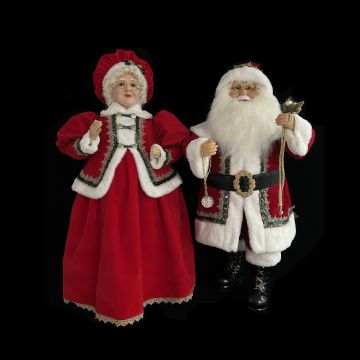 SET 2PZ BABBO E BABBA NATALE C/VESTE IN TESSUTO ROSSO H 81CM
